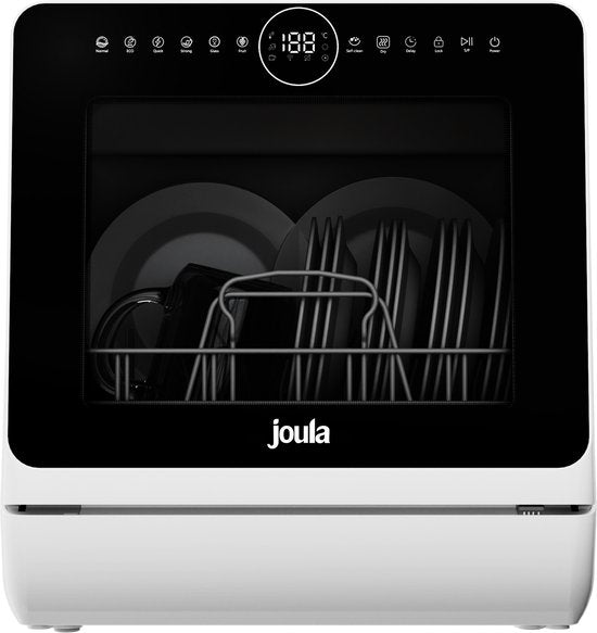 Joula Mini Vaatwasser met Waterreservoir - 8 Wasprogramma's - 5 Couverts - Kleine Smalle Vrijstaande Afwasmachine - Camping - Wit(Wit)