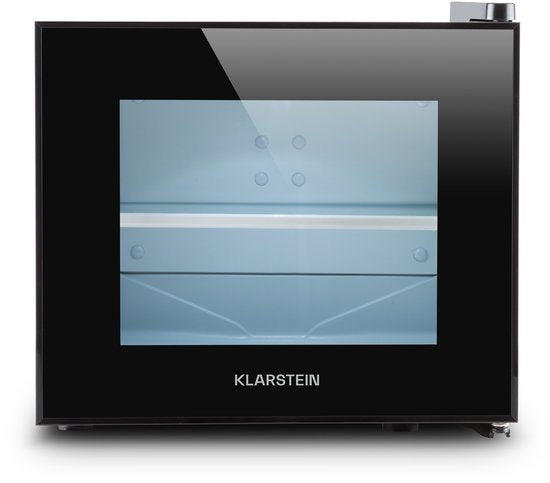 Klarstein Mini-Koelkast Happy Hour 10L 65W Zwart - Minikoelkast Drankkoeler Hotelkoelkast,8L 30 dB - voor Hotelkamer voor Kantoor voor Slaapkamer - LED-Binnenverlichting Glasdeur Stil - Mini Fridge - Kleine Koelkast - Compact Koelkast