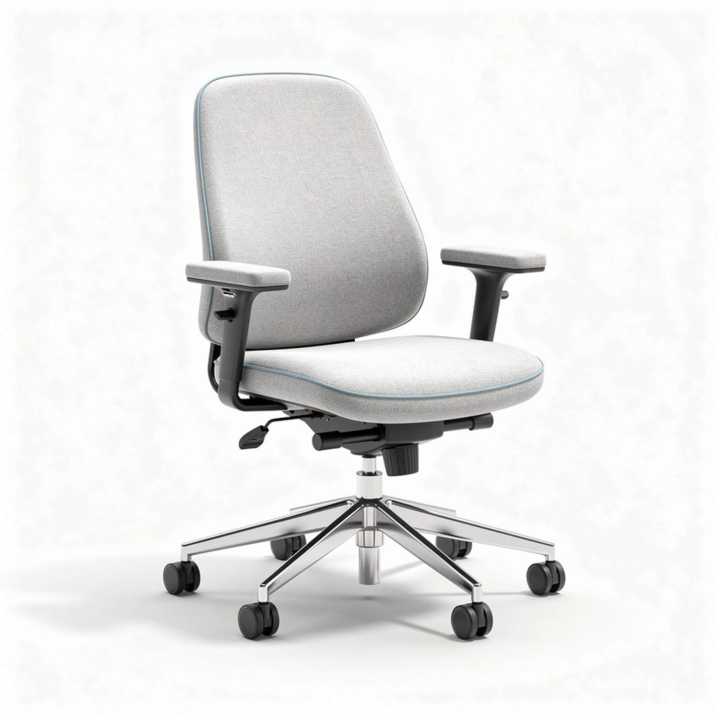 Ergonomische bureaustoel met grijze stof en verstelbare armleuningen 45 x 45 x 95cm