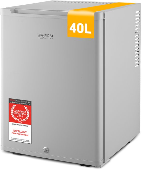 TZS FIRST AUSTRIA TZS First Austria Mini koelkast - Minibar - 40 liter - Vrijstaand - Volledig stil 22dB - Grijs(Grau)
