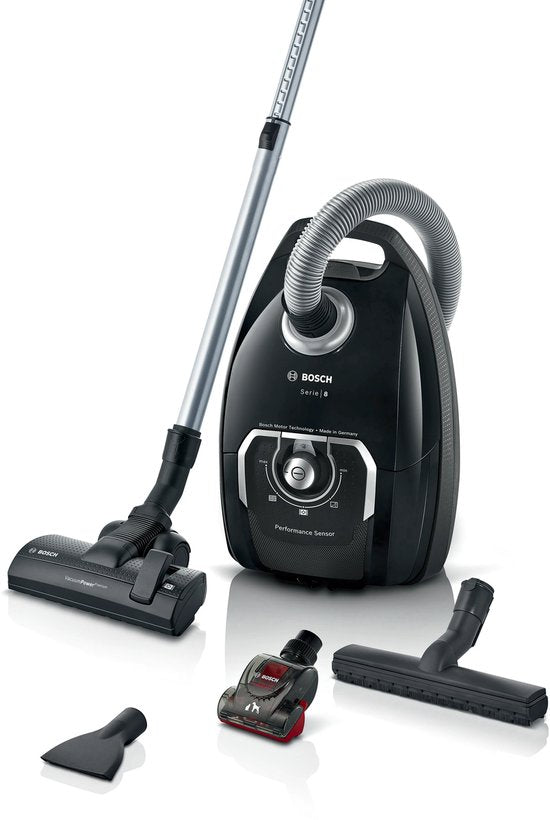 Bosch BGL8BA3S Serie 8 - Stofzuiger met zak - 15mtr bereik - HEPA13 - Zwart(Meubelzuigmond， Turbozuigmond， Kierenzuigmond， Parketzuigmond)
