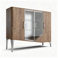 Vitrinekast van hout met glazen deuren 180 x 45 x 100cm bruin
