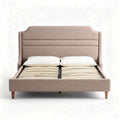 Stofbed met hoofdeinde en lattenbodem in beige 200 x 160 x 100cm