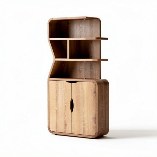 Houten boekenkast met open planken en opbergvak 80 x 40 x 150cm