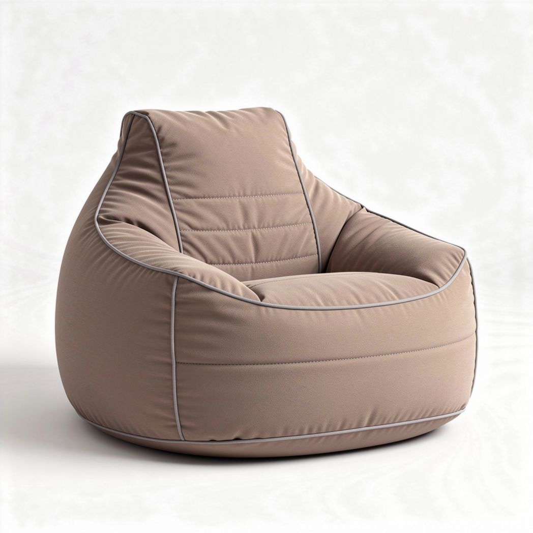 Zachte beige zitzak met een afmeting van 90 x 90 x 70 cm voor comfortabele ontspanning