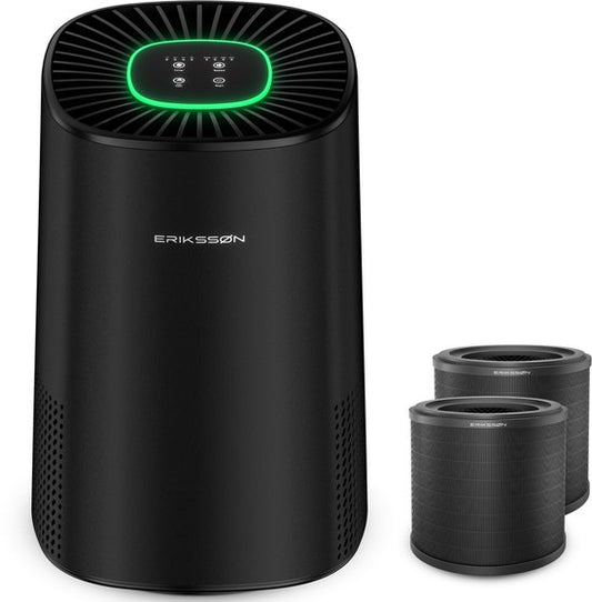 Erikssøn Luchtreiniger Air Purifier Elite - 2x HEPA-14 Filter - Zwart - 240 m3/u - Vermindert Stof En Pollen - Met Hepa Filter - Met Ionisator(Zwart 2 Filters/240)