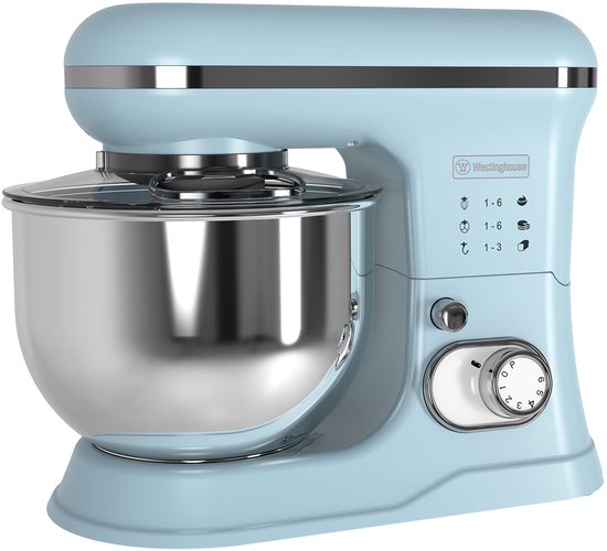 Westinghouse Retro Standmixer - 1200W - Keukenmachine 5L Mengkom - Keukenrobot - Keukenmixer - Foodprocessor - Blauw(Blauw)