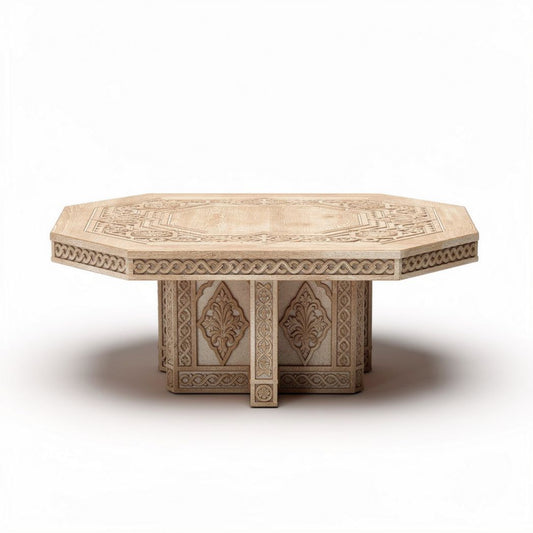 Octagonale tafel van hout met gedetailleerd ontwerp 80 x 80 x 40cm