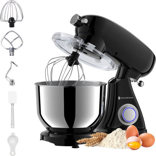KitchenBrothers Keukenrobot - Keukenmachine - 6,2L Mengkom - 1800W - Keukenmixer - Aluminium - Zwart(Zwart， 1800W)