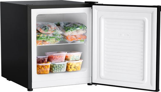 KitchenBrothers Mini Vriezer - 33L - Kleine Diepvrieskast - Diepvriezer - Vrijstaand - Compact - Zwart(Zwart)