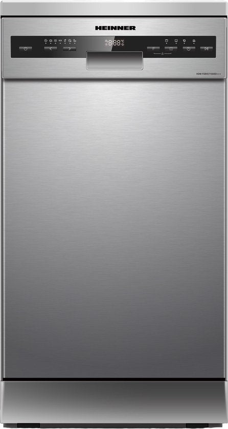 Heinner HDW-FSM45710AXD+++ Slim Vaatwasser 45 cm - Vrijstaand - 10 Couverts - 49 dB Stil - 7 Wasprogramma’s - Extra Droog  Dual Zone - AquaStop - RVS - 5 Jaar Garantie(RVS)