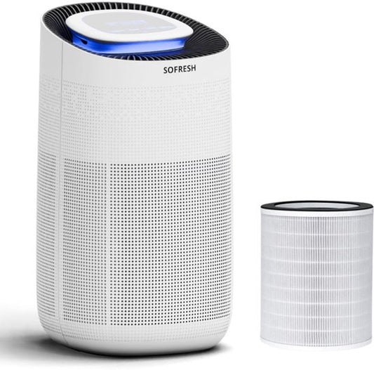 Sofresh luchtreiniger met app - 80 m² - Automatische stand + 6-in-1 filtersysteem - Luchtkwaliteitsindicator - Ionisator - UV - Luchtfilter - Air purifier met HEPA-filter(500)